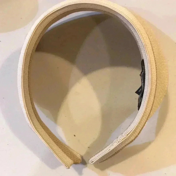 Catherine Malandrino Cream/Tan Sun Visor 100% Paper with Monogram Signature-OS - Picture 9 of 12